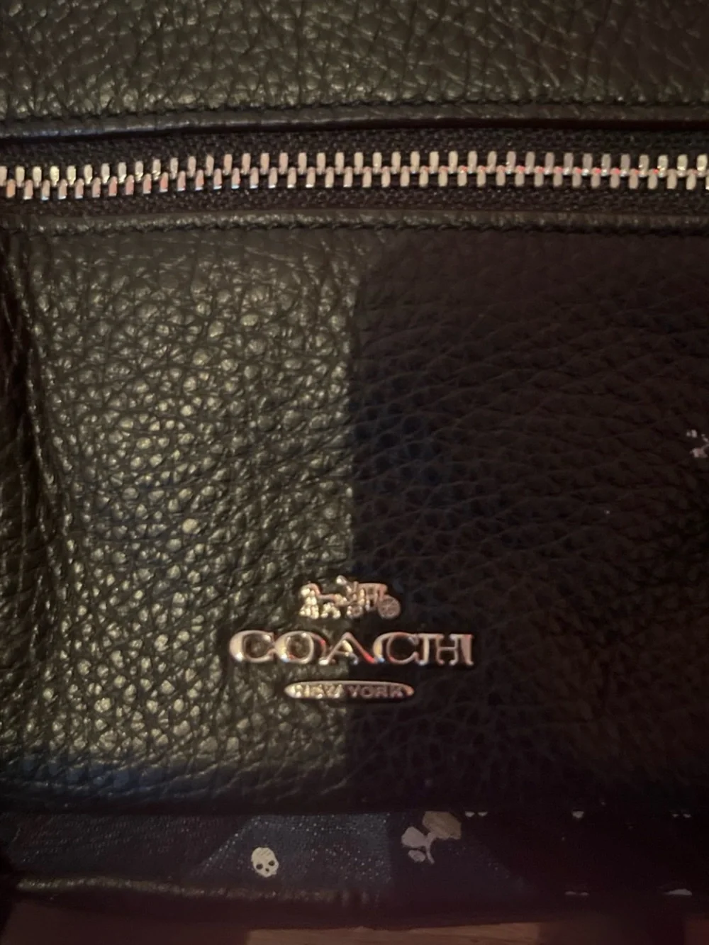 Coach Black Leather Front-Pocket Patchwork Denim Sling Backpack